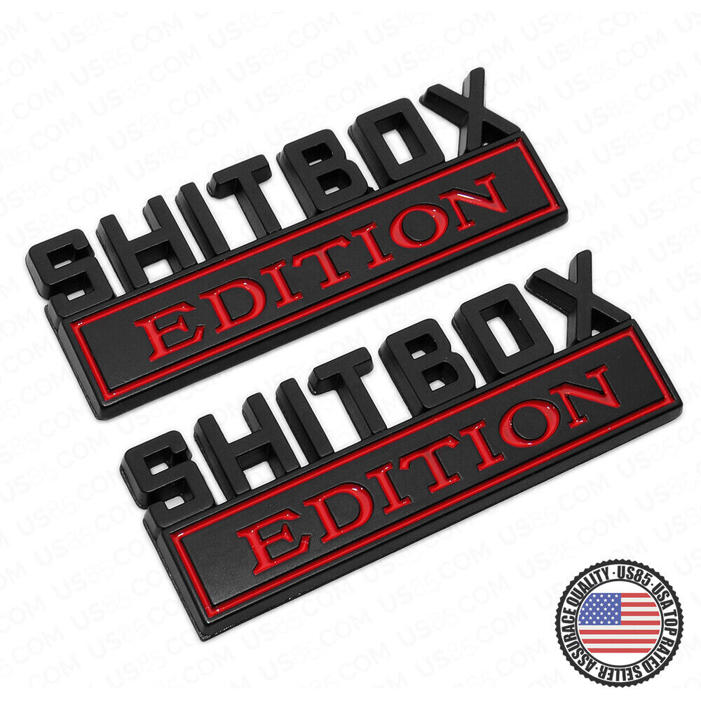 Universal 1x or 2x Fashion Metal ShitBox Edition Car Decal Sticker Decoration