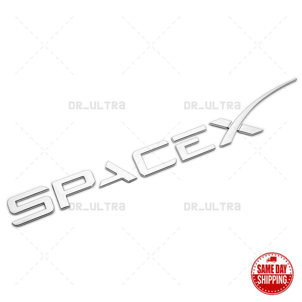 Tesla Rear SpaceX 3D Decal Letter Nameplate Logo Badge Emblem Sport OEM Chrome