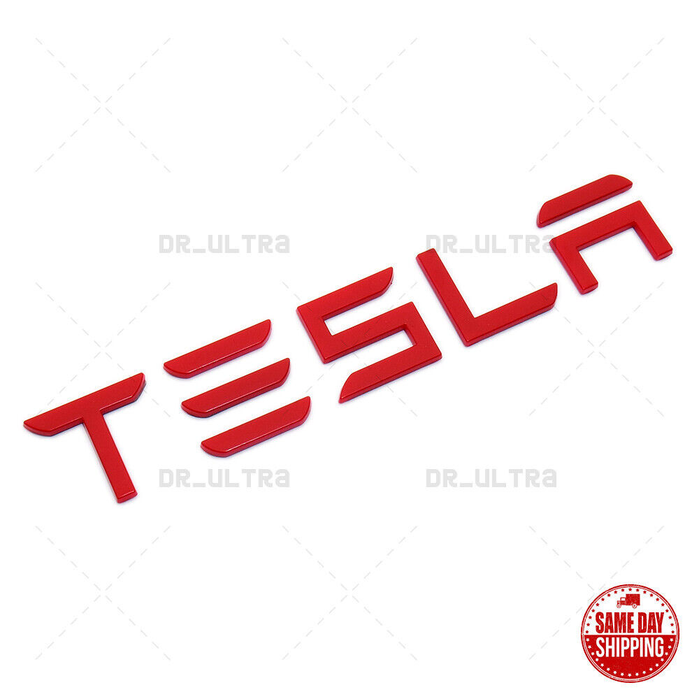 Tesla Rear Trunk 3D Decal Insert Letters Nameplate Logo Badge Emblem Sport Red