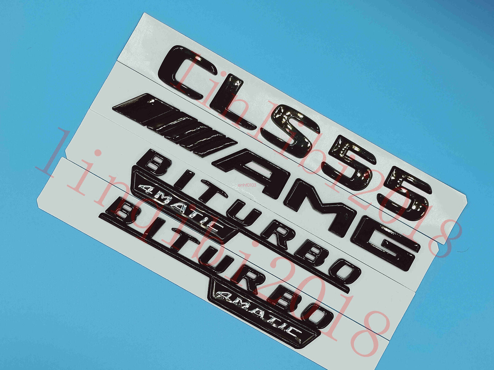 Flat Gloss Black "CLS55 AMG BITURBO" Emblem Badge Sticker for Mercedes Benz CLS