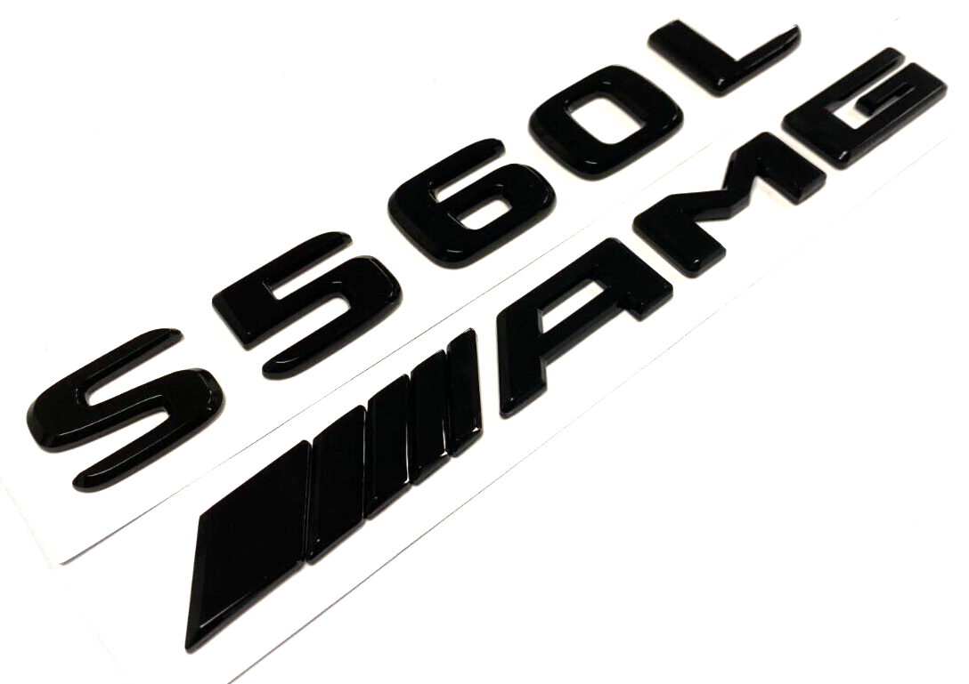 S560L+AMG BLACK FOR MERCEDES REAR TRUNK EMBLEM BADGE NAMEPLATE DECAL NUMBERS