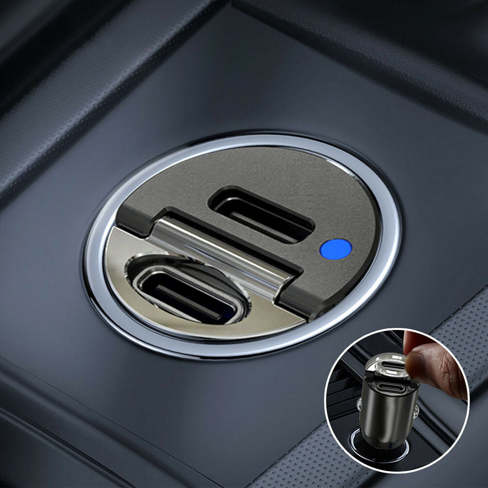 Mini Dual USB Type C PD 30W Car Phone Charger Adapter Fast Charging Accessories