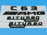 Flat Gloss Black C63 AMG BITURBO Trunk Embl Badge Sticker for 2017 Mercedes Benz
