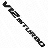 2pcs 17+ V12 BITURBO AMG Side Fender Marker Nameplate Emblem Badge Matte Black