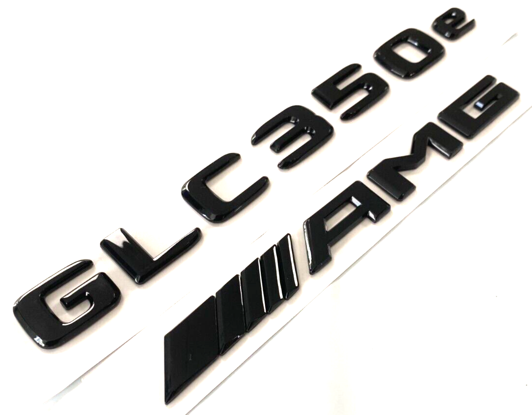 2X BLACK GLC350e+AMG FOR MERCEDES REAR TRUNK EMBLEM BADGE NAMEPLATE DECAL NUMBER