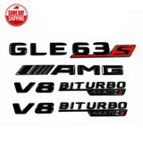 Gloss Black GLE63S AMG V8 BITURBO 4matic+ Sticker Emblem Badge For GLE63s AMG