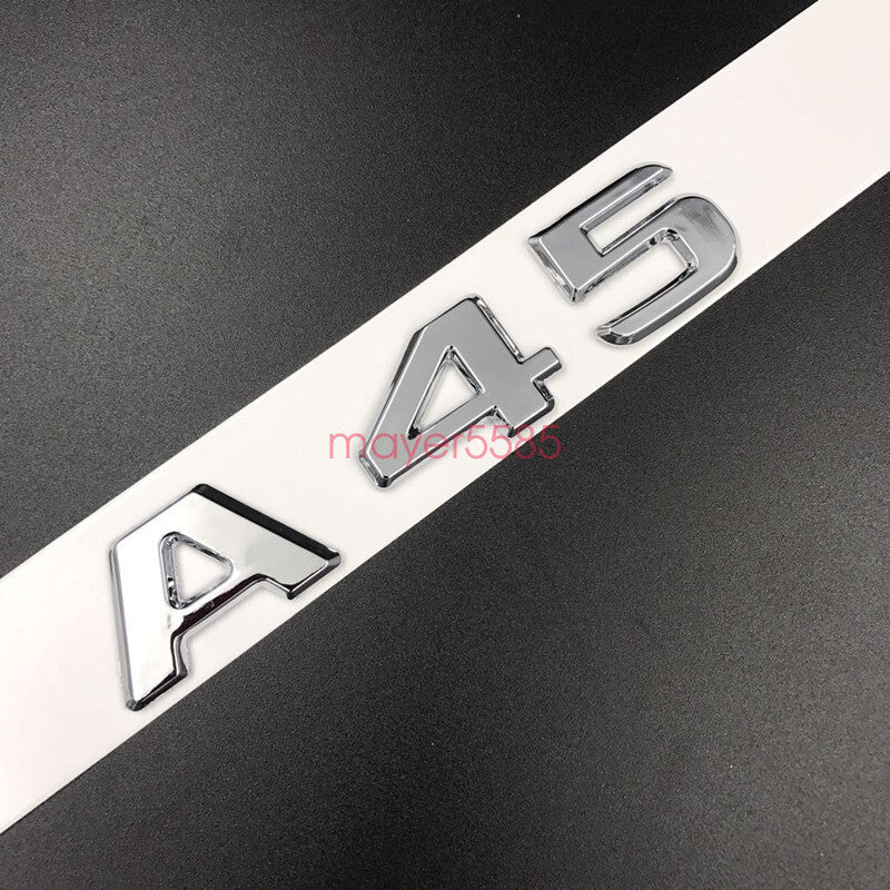 Chrome A45 AMG BITURBO Letters Trunk Embl Badge Sticker For Mercedes Benz A45