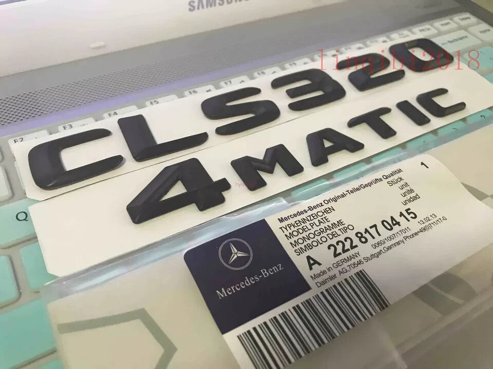 FOR "CLS320+4 MATIC" Letters Trunk Emblem Badge Matt black Sticker SET 2X