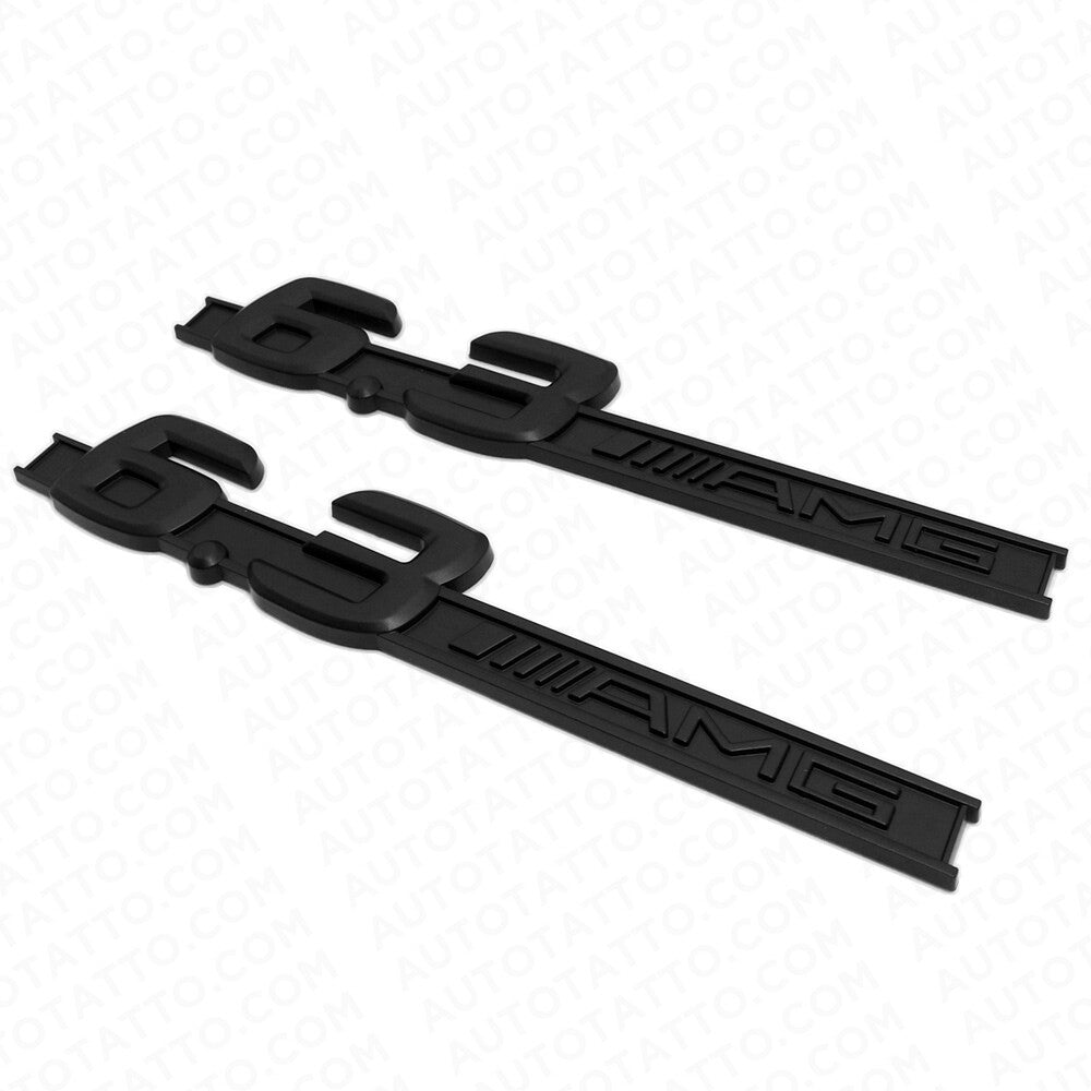 2x Black OEM ABS 6.3 AMG Emblem Fender Logo Badge Nameplate Decoration Sport