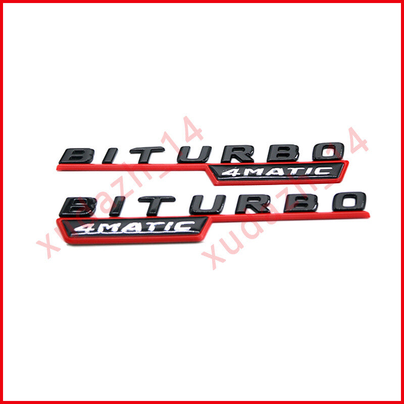 Gloss Black & Red C43 S AMG BITURBO 4MATIC Badge Emblem Set For Mercedes Benz