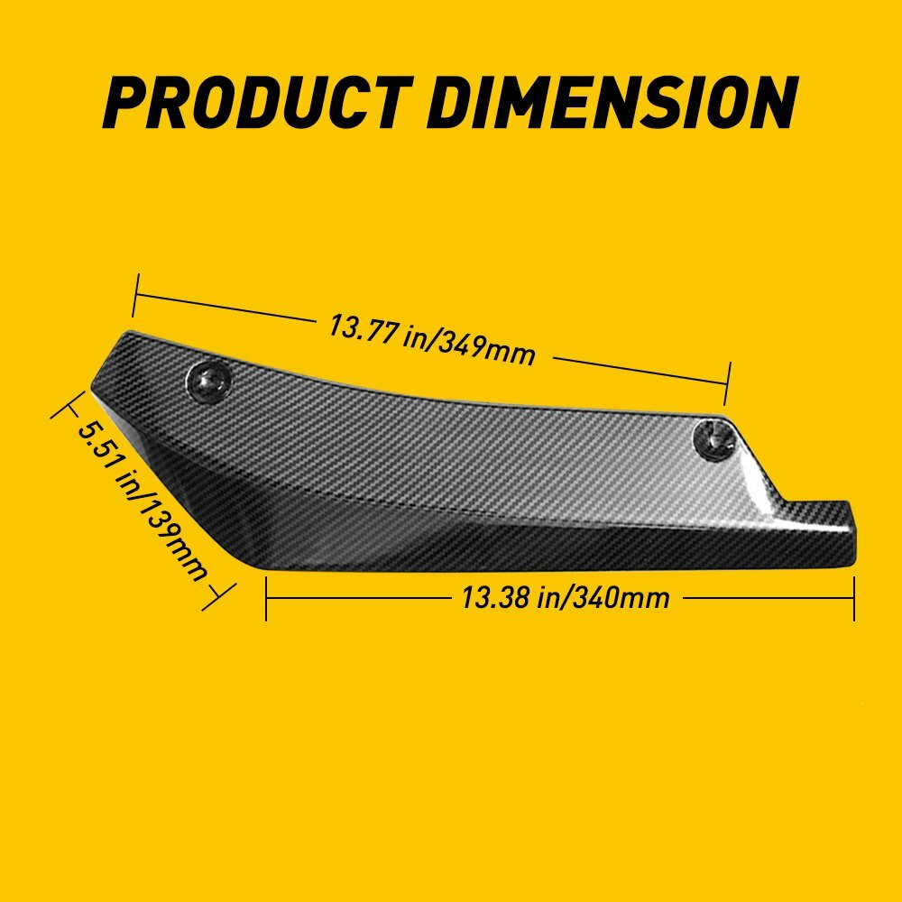 2pcs Polished Car Rear Bumper Lip Diffuser Splitter Canard Protector Accessories