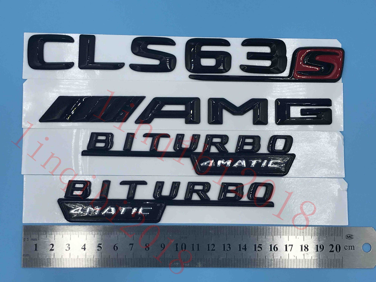 Gloss Black "CLS63s AMG BITURBO 4 MATIC" Number Emblem Sticker for Mercedes-Benz