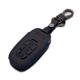 Blue Audi Car Remote Leather Key Fob Case Holder Protect Cover Decoration Gift