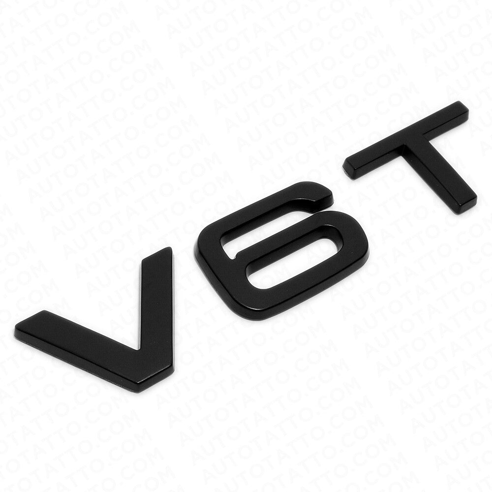 2x Audi Matte Black V6T Side Fender Marker Letter Nameplate Emblem Badge Sport