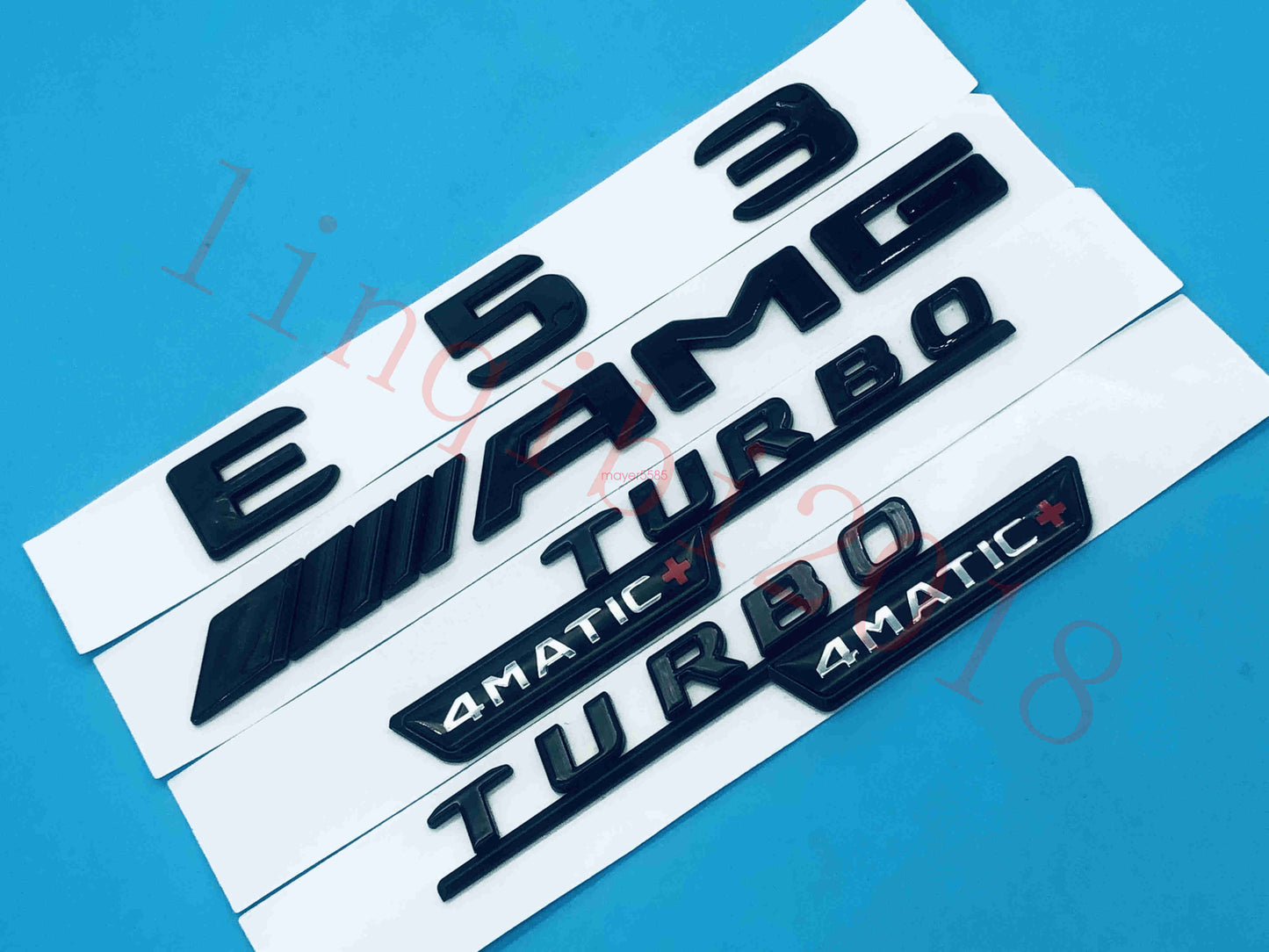 Gloss black E53 AMG TURBO 4 MATIC Trunk Emblem Badge Sticker for Mercedes Benz
