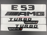 Matte black E53 AMG TURBO 4MATIC+ Trunk Emblem Badge Sticker For Mercedes Benz