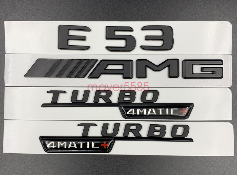 Matte black E53 AMG TURBO 4MATIC+ Trunk Emblem Badge Sticker For Mercedes Benz