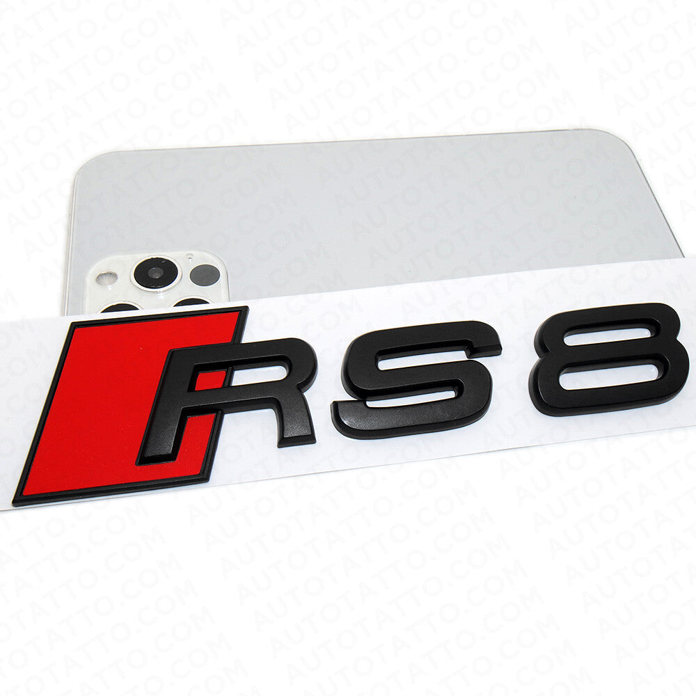 Audi RS 8 Matte Black Rear Letter Tail Nameplate Trunk Emblem Badge Sport Sline