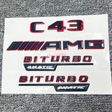 Black C43 AMG BITURBO 4MATIC Rear Star Emblem Badge Set For Mercedes C43 W205