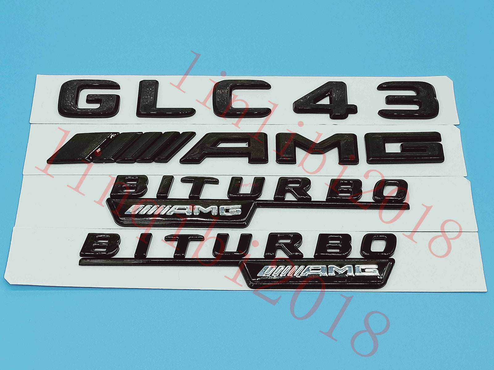Gloss Black Flat " GLC43 AMG BITURBO" Trunk Embl Badge Sticker for Mercedes Benz