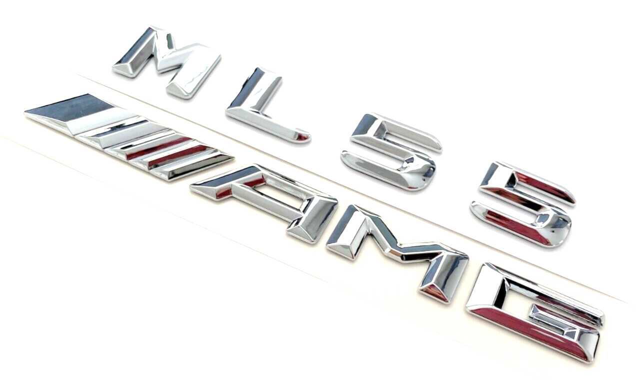 2PCS CHROME ML55+AMG FOR MERCEDES ML550 REAR TRUNK EMBLEM BADGE NAMEPLATE