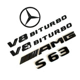 Gloss Black COUPE S63 AMG V8 BITURBO Star PACKAGE Trunk Emblems Badge S63 C217