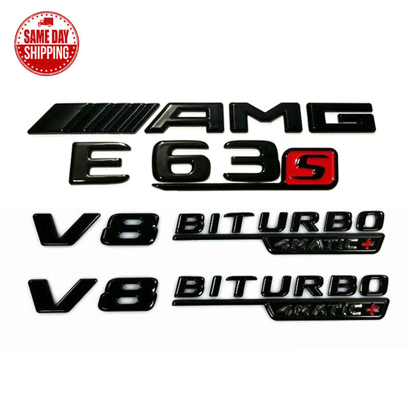 Gloss Black/Red E63s AMG V8 BITURBO 4MATIC+ Badge Emblem for Mercedes Benz W213