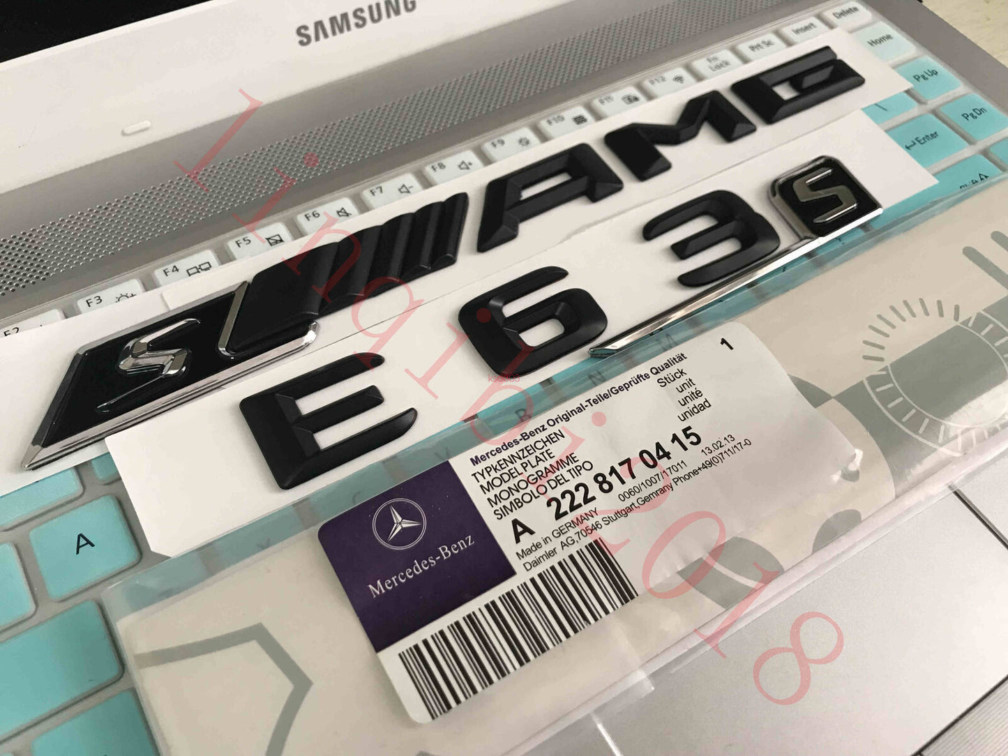 Matt black "s E63 + AMG s" Letters Trunk Emblem Badge Sticker