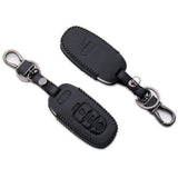 Black Audi Car Remote Leather Key Fob Case Holder Protect Cover Decoration Gift