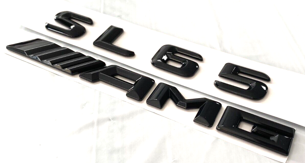 2X GLOSS BLACK SL65+AMG FOR MERCEDES SL65 REAR TRUNK EMBLEM BADGE NAMEPLATE