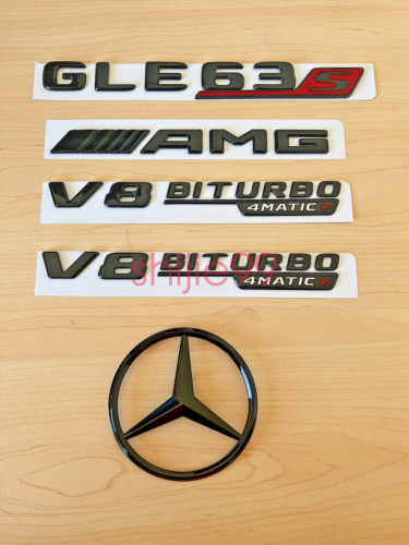 Gloss Black RED GLE63S AMG V8 BITURBO 4MATIC+ Star Trunk Emblem Badge V167 19-23