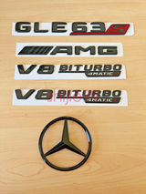 Gloss Black RED GLE63S AMG V8 BITURBO 4MATIC+ Star Trunk Emblem Badge V167 19-23
