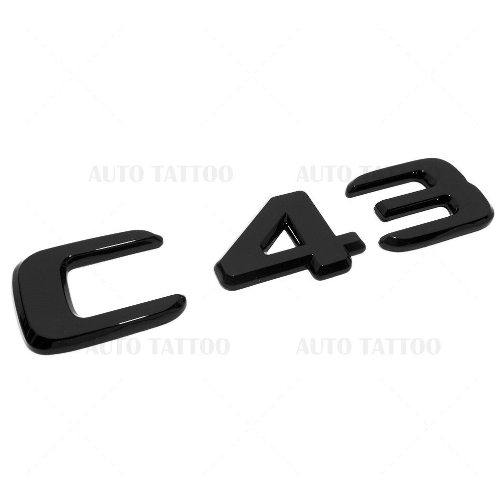 17-20 C43 Emblem Trunk Lid Letter Logo Nameplate Badge Decorate AMG Gloss Black