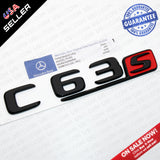 17-20 W205 OEM C 63 S Emblem Trunk Lid Logo Badge AMG Sport - Gloss Black & Red