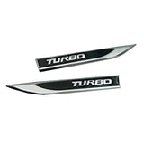 2Pcs Black TURBO  Emblem Blade Side Fender Badge Metal Sticker Sport Decal