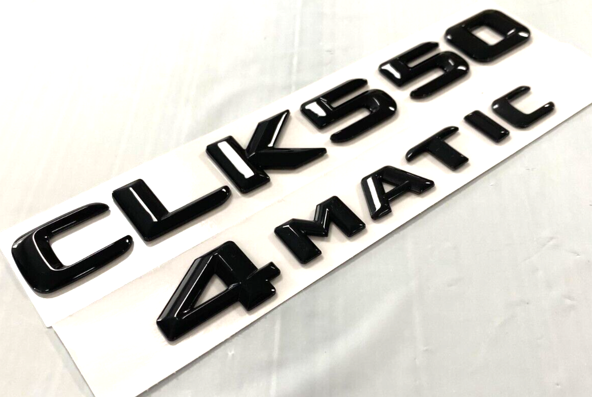 2X BLACK CLK550+4MATIC FOR MERCEDES CLK550 REAR TRUNK EMBLEM BADGE NAMEPLATE
