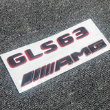 2pcs Gloss Black RED GLS63 AMG Emblem Badge Sticker Set For Mercedes Benz GLS63