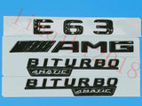 Flat Gloss Black E63 AMG BITURBO Trunk Embl Badge Sticker for 2017 Mercedes Benz