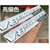 Chrome V8 BITURBO 4MATIC+ Fender Emblems Badges for Mercedes Benz AMG 4MATIC +