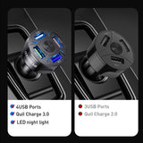 4Port USB Phone Car Charger Adapter QC 3.0 Fast Charging Accessories LED Display