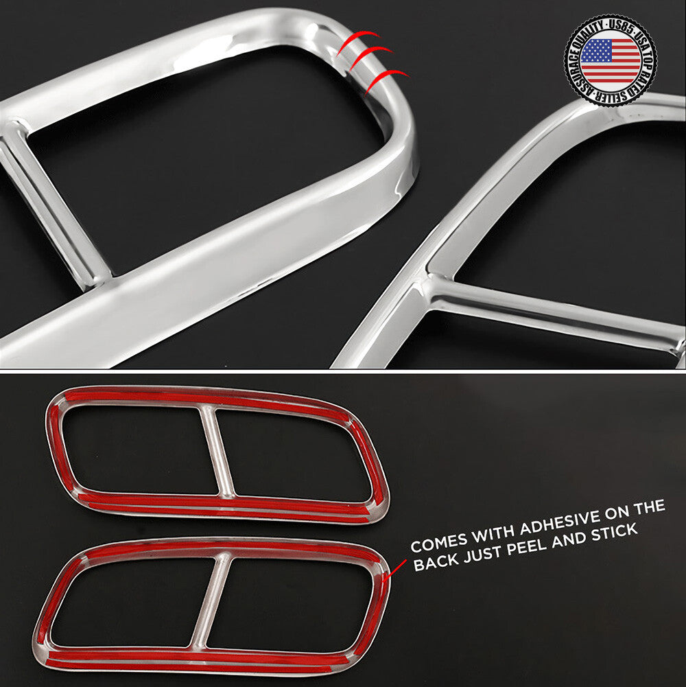 For 17-20 Q7 4M Audi Sport Polished Stainless Quad Exhaust Tips Muffler Cover