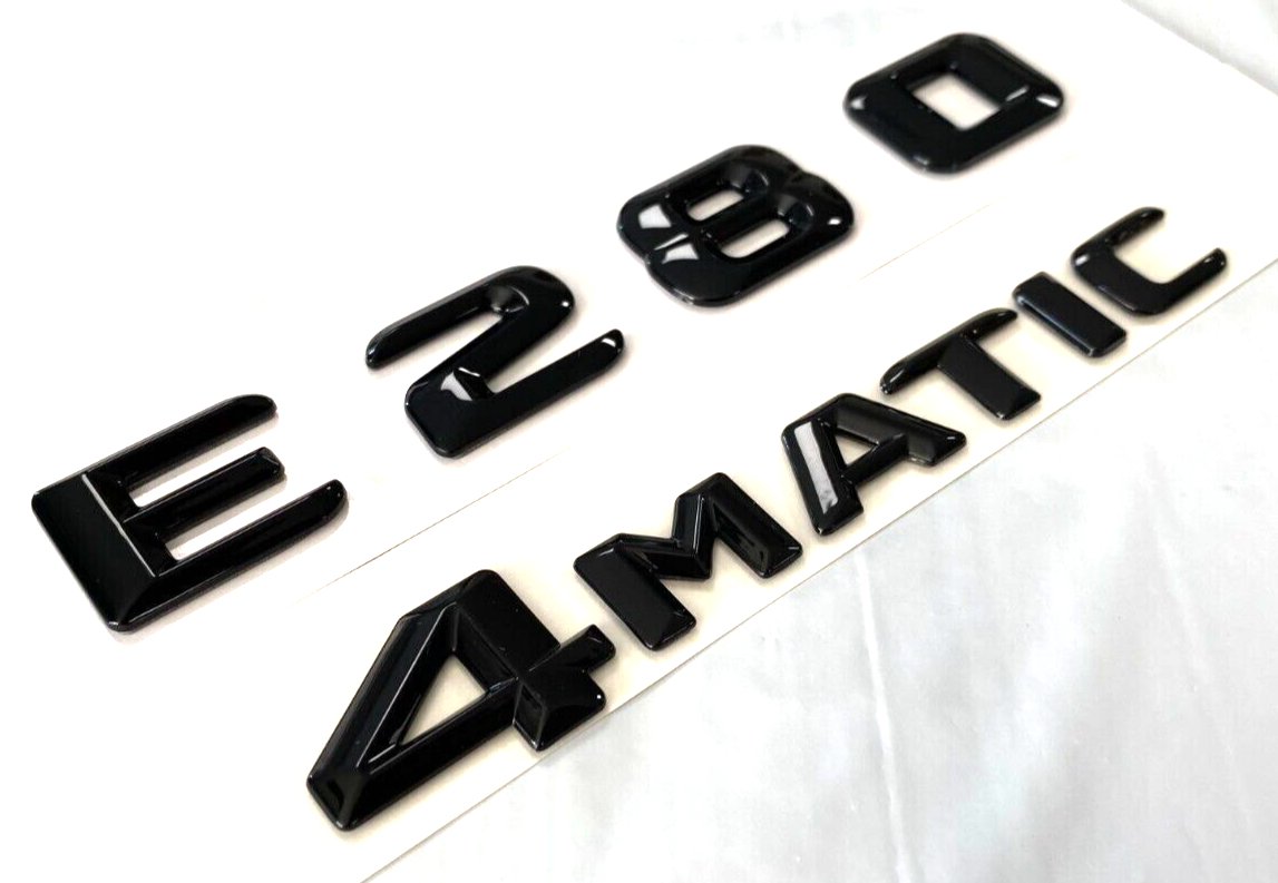 2X BLACK E280+4MATIC FOR MERCEDES E280 REAR TRUNK EMBLEM BADGE NAMEPLATE