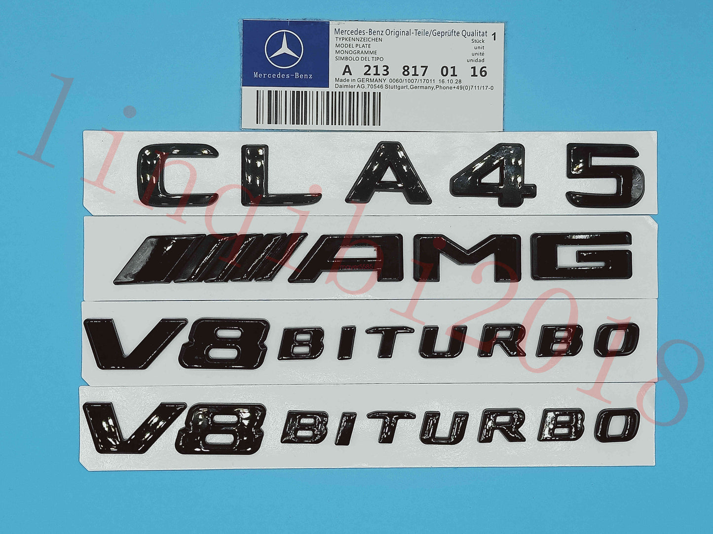 Gloss Black Flat CLA45 AMG V8 BITURBO Trunk Embl Badge Sticker for Mercedes Benz