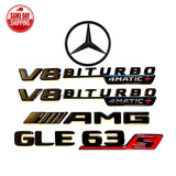 Gloss Black Red GLE63S AMG V8 BITURBO 4MATIC+ Star Trunk Badge For MB V167 2020+