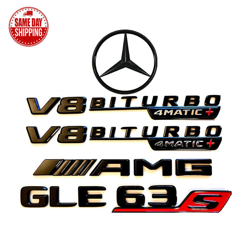 Gloss Black Red GLE63S AMG V8 BITURBO 4MATIC+ Star Trunk Badge For MB V167 2020+
