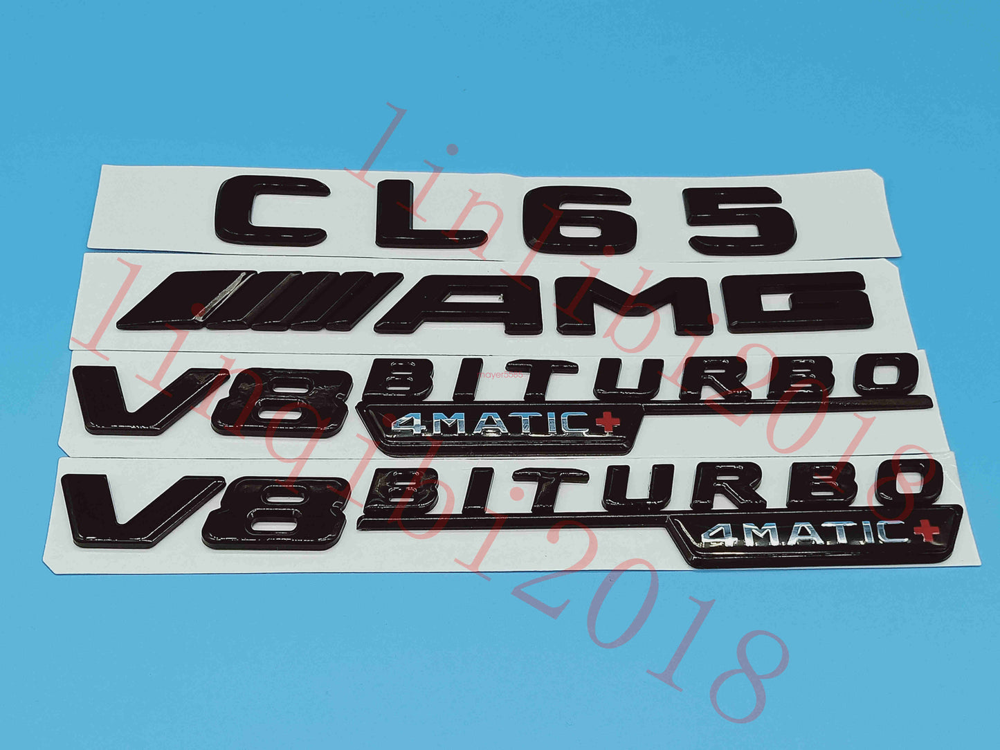 Gloss Black Flat CL65 AMG V8 BITURBO Trunk Embl Badge Sticker for Mercedes Benz