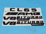 Gloss Black Flat CL65 AMG V8 BITURBO Trunk Embl Badge Sticker for Mercedes Benz