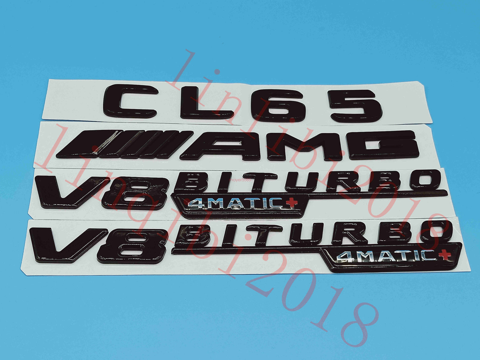 Gloss Black Flat CL65 AMG V8 BITURBO Trunk Embl Badge Sticker for Mercedes Benz