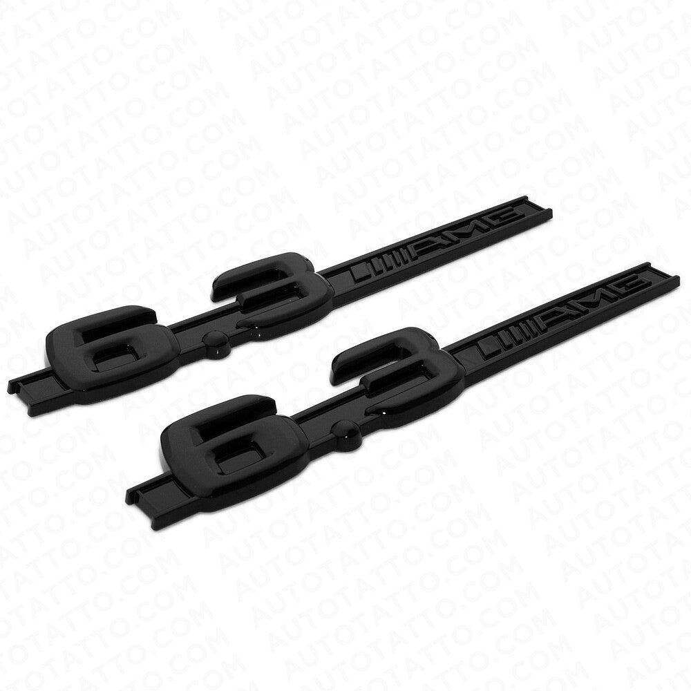 2x Gloss Black For MB ABS 6.3 AMG Turbo Emblem Fender Badge Nameplate Sport