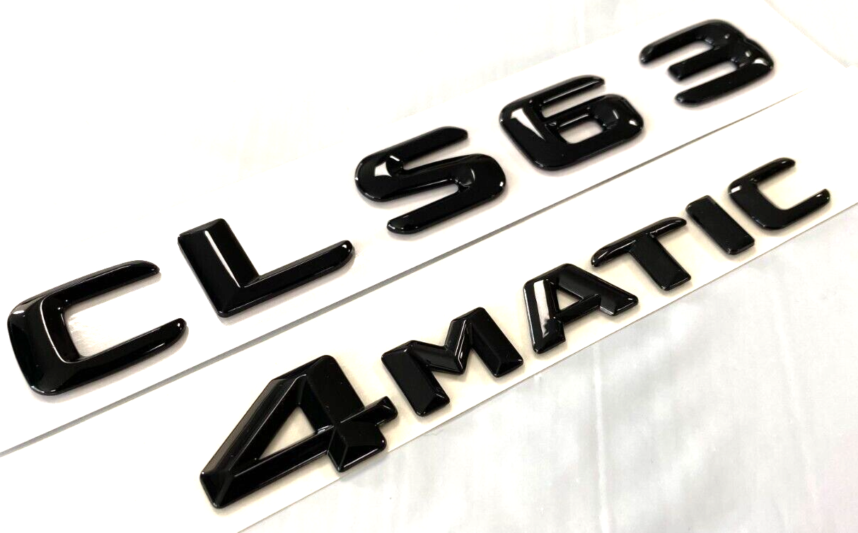 2X GLOSS BLACK CLS63+4MATIC FOR MERCEDES CLS63 REAR TRUNK EMBLEM BADGE NAMEPLATE